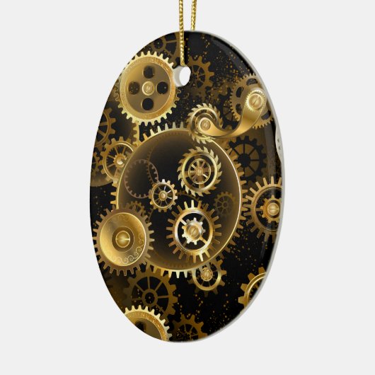 Naadloze Steampunk messing tandwielen Keramisch Ornament (Links)