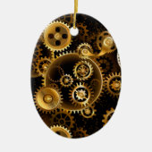 Naadloze Steampunk messing tandwielen Keramisch Ornament (Voorkant)