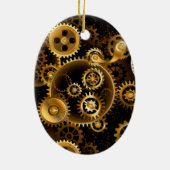 Naadloze Steampunk messing tandwielen Keramisch Ornament (Achterkant)