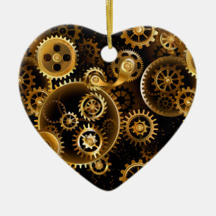 Naadloze Steampunk messing tandwielen Keramisch Ornament