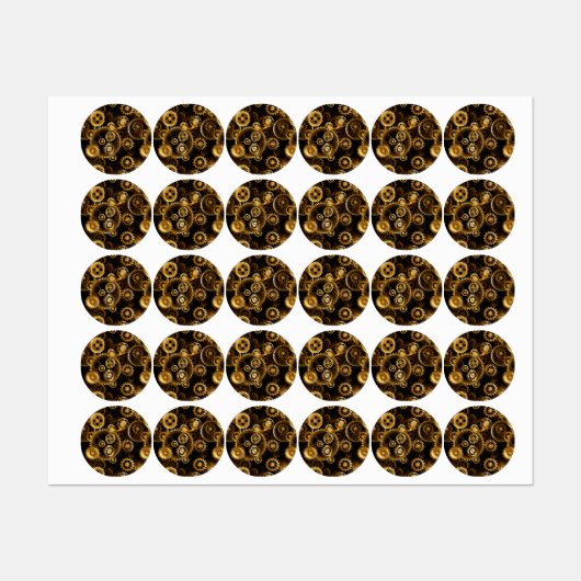 Naadloze Steampunk Messing Tandwielen Labels (Vel)