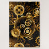 Naadloze Steampunk messing tandwielen Legpuzzel (Verticaal)