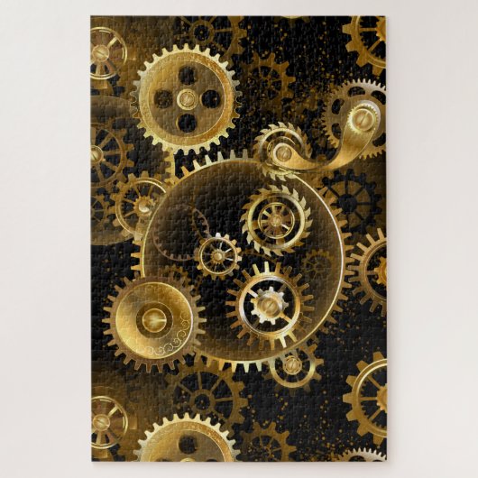 Naadloze Steampunk messing tandwielen Legpuzzel (Verticaal)