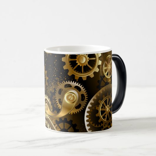 Naadloze Steampunk messing tandwielen Magische Mok (Voorkant rechts)