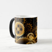 Naadloze Steampunk messing tandwielen Magische Mok (Voorkant links)