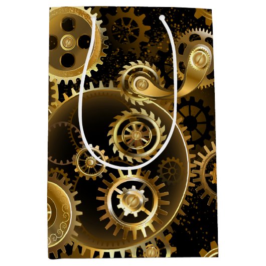 Naadloze Steampunk messing tandwielen Medium Cadeauzakje (Voorkant)