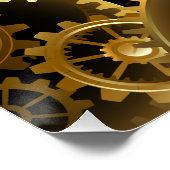 Naadloze Steampunk Messing Tandwielen Perfect Poster (Hoek)