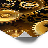 Naadloze Steampunk Messing Tandwielen Poster (Hoek)