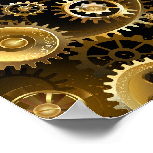 Naadloze Steampunk messing tandwielen Poster (Hoek)