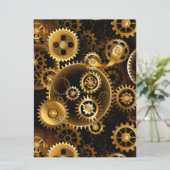 Naadloze Steampunk Messing Tandwielen Programmakaart (Staand voorkant)