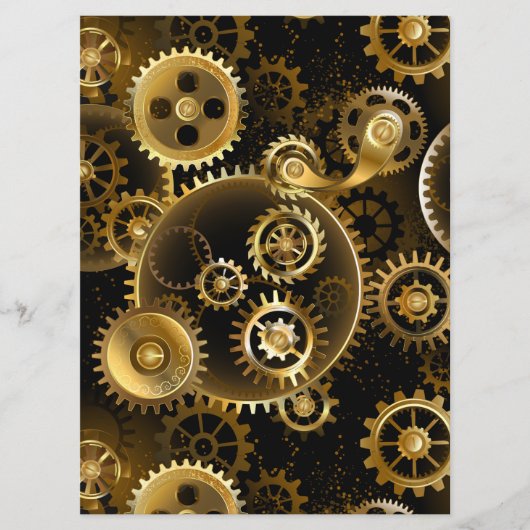 Naadloze Steampunk Messing Tandwielen Programmakaart (Voorkant)