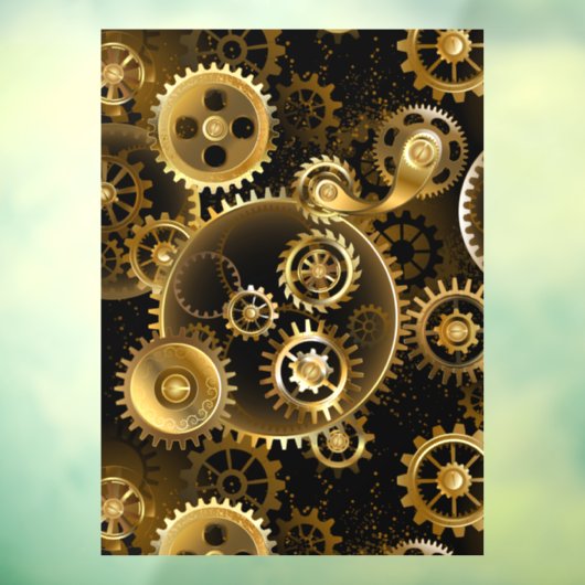Naadloze Steampunk messing tandwielen Raamsticker (Vel 3)