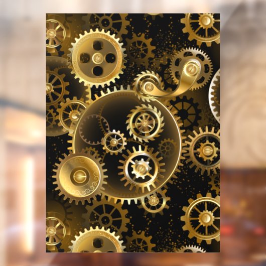 Naadloze Steampunk messing tandwielen Raamsticker (Vel 2)
