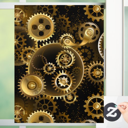 Naadloze Steampunk messing tandwielen Raamsticker (Huis)