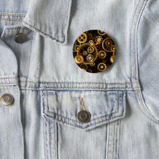 Naadloze Steampunk Messing Tandwielen Ronde Button 5,7 Cm (In situ)