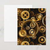 Naadloze Steampunk messing tandwielen RSVP Kaartje (Voorkant / Achterkant)