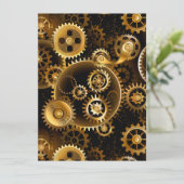 Naadloze Steampunk messing tandwielen Save The Date (Staand voorkant)