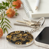 Naadloze Steampunk messing tandwielen Sleutelhanger (Voorkant Rechts)