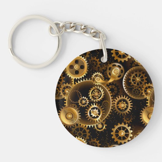 Naadloze Steampunk messing tandwielen Sleutelhanger (Voorkant)