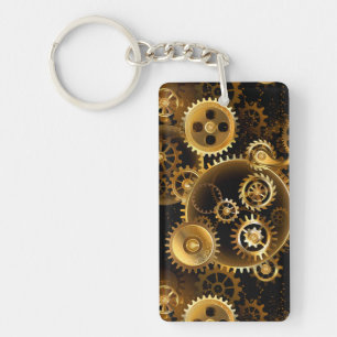 Naadloze Steampunk Messing Tandwielen Sleutelhanger