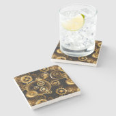 Naadloze Steampunk Messing Tandwielen Stenen Onderzetter (Zijkant)