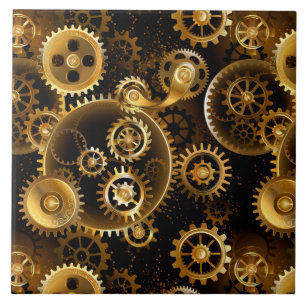 Naadloze Steampunk messing tandwielen Tegeltje