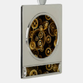 Naadloze Steampunk messing tandwielen Verzilverd Banner Ornament (Rechts)