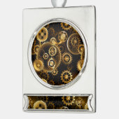 Naadloze Steampunk messing tandwielen Verzilverd Banner Ornament (Links)