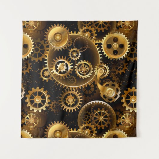 Naadloze Steampunk messing tandwielen Wandkleed (Voorkant (horizontaal))