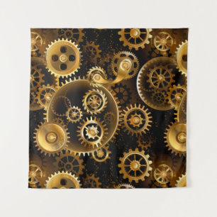 Naadloze Steampunk messing tandwielen Wandkleed