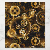 Naadloze Steampunk Messing Tandwielen Wijn Etiket (Enkel label)