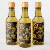 Naadloze Steampunk Messing Tandwielen Wijn Etiket (Flessen)