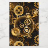 Naadloze Steampunk Messing Tandwielen Wijn Etiket (Enkel label)