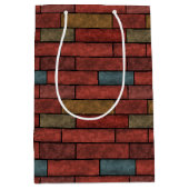 Naadloze steenbakstenen met bruine oranje groene k medium cadeauzakje (Voorkant)