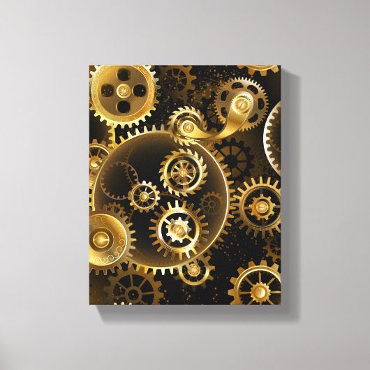 Naadloze Stoomtech Brass Raderen Canvas Afdruk (Voorkant)