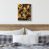 Naadloze Stoomtech Brass Raderen Canvas Afdruk (Insitu (Slaapkamer))