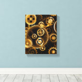 Naadloze Stoomtech Brass Raderen Canvas Afdruk (Insitu (Houten vloer))