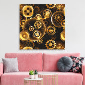 Naadloze Stoomtech Brass Raderen Canvas Afdruk (Insitu (Woonkamer))