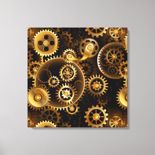 Naadloze Stoomtech Brass Raderen Canvas Afdruk (Voorkant)
