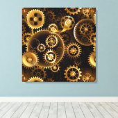 Naadloze Stoomtech Brass Raderen Canvas Afdruk (Insitu (Houten vloer))