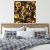 Naadloze Stoomtech Brass Raderen Canvas Afdruk (Insitu (Slaapkamer))