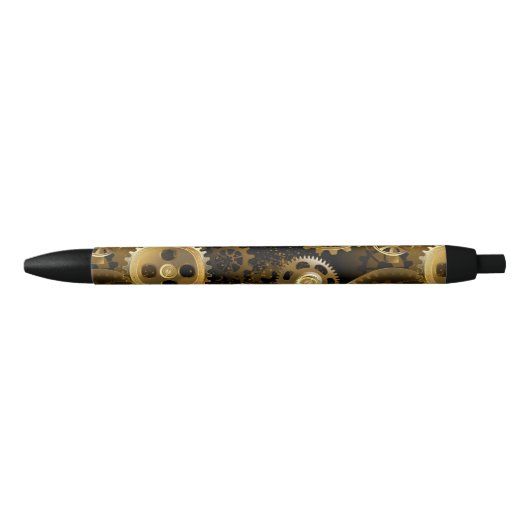 Naadloze Stoomtech Brass Raderen Zwarte Inkt Pen (Voorkant)