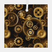 Naadloze Stoomtech Koperen Tandwielen Glas Ornament (Achterkant)