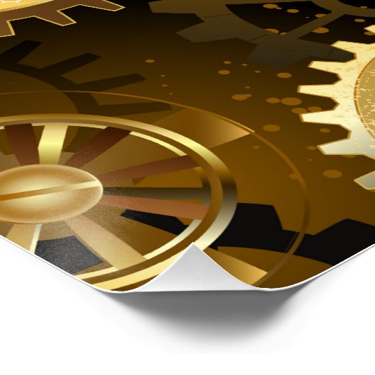 Naadloze Stoomtech Koperen Tandwielen Perfect Poster (Hoek)