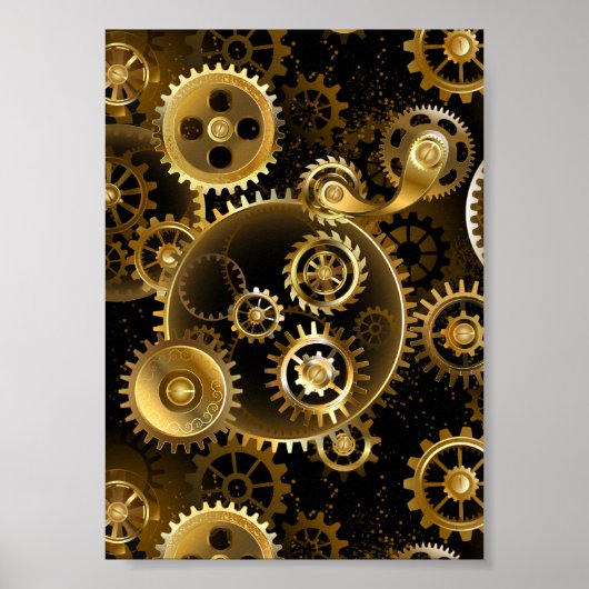 Naadloze Stoomtech Koperen Tandwielen Poster (Voorkant)