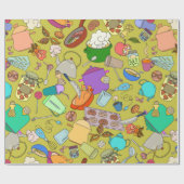 Naadloze textuur. Handgetekende doedels eten Cadeaupapier (Vlak)