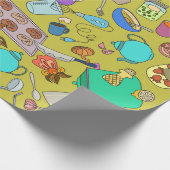 Naadloze textuur. Handgetekende doedels eten Cadeaupapier (Hoek)