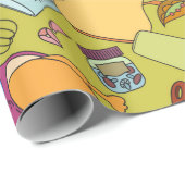 Naadloze textuur. Handgetekende doedels eten Cadeaupapier (Rol Hoek)