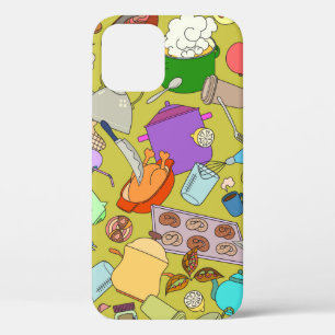 Naadloze textuur. Handgetekende doedels eten Case-Mate iPhone Case