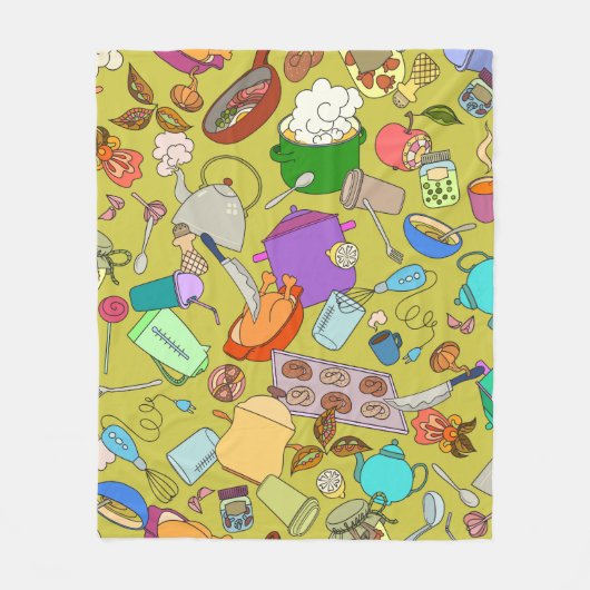 Naadloze textuur. Handgetekende doedels eten Fleece Deken (Voorkant)